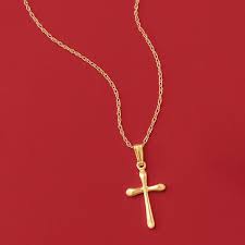 Child S 14kt Yellow Gold Cross Necklace 15 Ross Simons In 2021 Gold Cross Necklace Yellow Gold Cross Necklace White Gold Cross Necklace