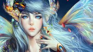 Our blue fairy does exist in one place, and in one place only. Fantasy Girl Fairy Beautiful Blue Hair Blue Eyes Face Flower Wallpapers Hd Desktop And Mobile Backgrounds