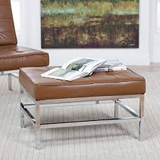 99 $30.00 coupon applied at checkout save $30.00 with coupon Studio Designs Home Mid Century Ashlar Accent Square Tufted Brown Chrome Modern Ottoman 30 W X 22 5 D X 17 5 H Caramel Bonded Leather Buy Online At Best Price In Uae Amazon Ae