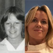 15 in 1977 and a pic redo while visiting England in 2016 at 54