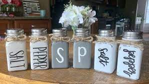 Shaking it with mini, personalized salt and pepper shakers. Salt And Pepper Shakers Diy Spice Jars Salt And Pepper Shaker Crafts Mason Jar Kitchen Decor