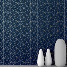 This High Quality Wallpaper Could Be Used To Create An Interesting Feature Wall Or Geometric Triangle Wallpaper Blue And Gold Wallpaper Feature Wall Wallpaper