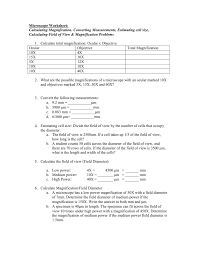 Science 10 Microscope Worksheet