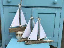 Mini sailing boat vintage nautical handmade wooden sailboat decoration, mini decorative sailboat model for home ornament. Driftwood Sailboat Centerpieces For Wedding Tables 6 Table Etsy Wedding Table Painted Driftwood Wedding Table Centerpieces