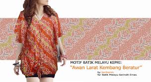 Lukisan corak wau simple cikimm com. Motif Batik Melayu Kepri Awan Larat Kembang Beratur Batik Melayu Serindit Emas