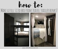 I love the simple lines of it and the fact that the top bunk rail is so substantial and integrated into the whole. How To Make A Full Sized Bed From Travel Trailer Bunks Rv Life Military Style