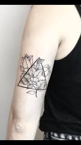 Black And White Floral Tattoo Bougainvillea Tattoo Black White Blackwork Floral Geometric Triangle Tattoos Black Tattoos Nature Tattoos