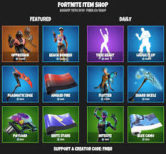 Check tomorrow fortnite shop ⏳ live update: Fnbr Co On Twitter Fortnite Item Shop For August 18th 2019 Https T Co Nxpckxmqqb Use Creator Code Fnbr If You D Like To Support Us Https T Co Fyleljoi9l