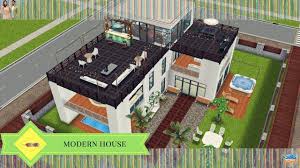 The price and time it takes to build a house increases with every house you build in this part i will be… The Sims Freeplay Modern House Original Design Youtube