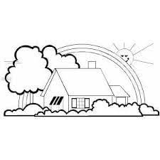 Rainbow coloring pages will help your kids to get acquainted closer with this unique natural phenomenon. House And Rainbow Coloring Page Kids Art Projects Coloring Pages House Colouring Pages