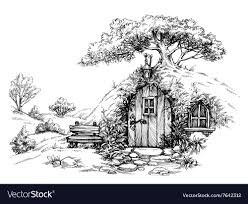 There are three primary line types that create form in the landscape: A Dwarf House In The Woods Sketch Download A Free Preview Or High Quality Adobe Illustrator Ai Eps Pdf Drawing Scenery Nature Art Drawings Fantasy Drawings