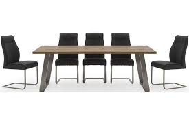 Oxford 70cm solid oak extending dining table with duke fabric chairs. Vida Living Trier Oak Extending Dining Table And 6 Chairs Chrome And Charcoal Fabric Furnitureinstore