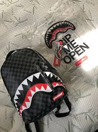 Sprayground Sleek Sharks In Paris Backpack Damier Bag Black Fashion Clothing Shoes Accessories Mensaccessorie Black Rucksack Sprayground Rucksack Backpack