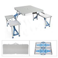 Aluminum Alloy Outdoor Portable Camping Picnic Bbq Folding Table Chair Stool Set Camping From Sports Outdoor On Banggood Com Folding Picnic Table Outdoor Folding Table Camping Table
