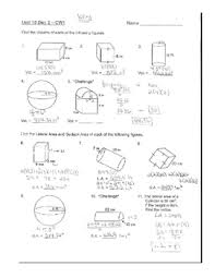 8 5) 7.9 m 9.6 m 6) 5.3 ft 7) 8.1 cm 4.9 cm 8). Geometry Unit 7 Cylinder Sphere Rectangular Prism Surface Area Volume Worksheet