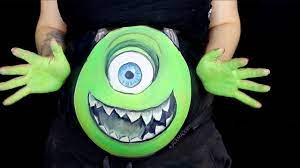 Mike Wazowski Belly Paiting Pregnancy Halloween Makeup Tutorial Jade Madden Youtube
