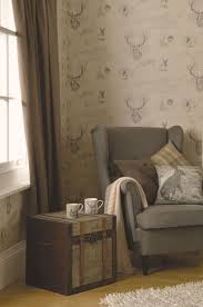 Quirky Highland Tartan Stag Tweed Knit Country Sketch Animals Woodland Wallpaper Home Furniture Woodland Living Room Country Living Room Living Room Decor