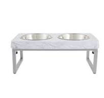 Top Paw® White Marble Folding Legs Elevated Dog Feeder, 3.5-cup