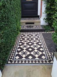 Tile The Front Stairs And Porch With Geometric Pattern Done As Runner And Area Rug Victorian Tiles Garden Tiles Patio Tiles