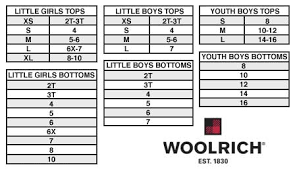 Woolrich Kid S Clothing Sizing Chart