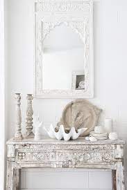 White Washed Indian Console And White Indian Mirror In Our Noosa Store Photography And Styling By Vill Home Decor Mirrors Beach House Decor Indian Home Decor