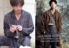 See pictures from the fashion show here. Beyond The Style Alex On Twitter Requested Taehyung V Bts Brand Louis Vuitton Price According To Gq Japan Pajama Pants 1630 Usd Shirt 2224 Usd Https T Co Gdhvqpnksx Twitter