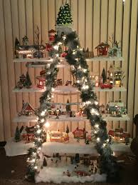 Great Way To Display Your Snow Village In A Small Space So Easy To Make With A Ladder Som Diy Christmas Village Christmas Village Display Christmas Decor Diy