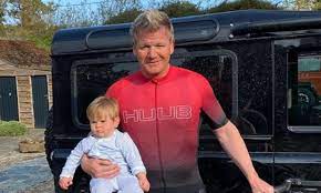 Gordon ramsay's son and gordon ramsay's son's camera crew are then introduced to a kind, vulnerable young man named george who is unemployed and homeless and staying on the couch of. Gordon Ramsay Poses With One Year Old Son Oscar After Extensive Bike Ride Daily Mail Online