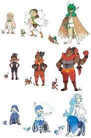 Felt Like Drawing A Quick Gijinka Thing Of The Starters It Was Fun Designing This Sorry This Isn T A Very Refined Pokemon Pokemon Gijinka Pokemon Characters