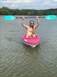 Naked kayaker