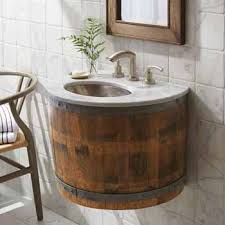 Local in stock selections for a 24 vanity are very limited and quite boring. Bordeaux Oak Wine Barrel Wall Mount Bathroom Vanity Base Only Measuring 24 W X 19 D X 17 H By Native Trails Kitchensource Com