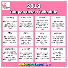 2019 Coupon Insert Schedule Coupon Inserts Print Coupons Coupon Binder Organization