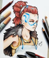 Premier Dessin De 2019 Personnage Tire De L Univers D Horizon Zero Dawn Draw Drawing Art Artwork Dessin Color Colorful Drawing Artwork Dessin