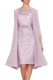 2pcs Lilac Lace Mother Of The Bride Dress Size 14 Knee Length 3 4 Sleeve Ebay Link Bride Clothes Tea Length Dresses Mother Of Groom Dresses