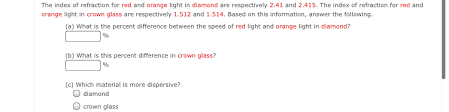 When wanting to compare two values that are both determined by. Answered The Index Of Refraction For Red And Bartleby