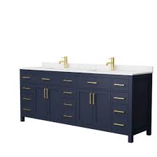 For large bathrooms, typical vanities range from 48 inches to 60 inches wide. Beckett 84 Double Bathroom Vanity By Wyndham Collection Dark Blue Free Shipping Modern Bathroom