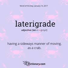 Dictionary Com S Word Of The Day Laterigrade Having A Sideways Manner Of Moving As A Crab Uncommon Words Weird Words Words