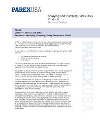 spraying and pumping parex usa products