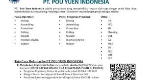 Gsi sukalarang merupakan perusahaan bonafid dengan status perusahaan pma atau penanaman modal asing yang memproduksi sepatu brand internasional yaitu sepatu merk adidas dan merk nike. Lowongan Operator Pengawas Produksi Staff Pt Pou Yuen Indonesia Pyi Cianjur 2021