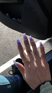 The rings make the nail design more beautiful. Purple Acrylic Nails Purple Acrylic Nails Pink Acrylic Nails Ombre Nails Glitter