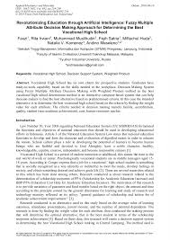 Mencari ranking spm yang terkini? Revolutionizing Education Through Artificial Intelligence Fuzzy Multiple Attribute Decision Making Approach For Determining The Best Vocational High School Scientific Net