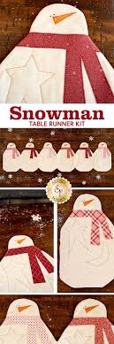 Snowman Table Runner Kit Applique Table Runner Table Runner Diy Table Runners