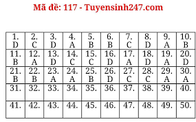 Đề thi môn toán thpt quốc gia 2017 có đáp án sẽ được cập nhật đầy đủ ngay sau khi kì thi toán thpt quốc gia do bộ giáo dục và đào tạo tổ chức thi vào chiều ngày 22/06/2017 kết thúc. Ä'ap An Mon Toan Thi Tá»'t Nghiá»‡p Thpt 2020 Ma Ä'á» 117 Vietnamnet