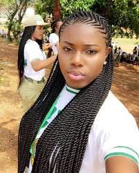 I went down her hair a little bit, i also put some spray gel. Zig Zag Braids Braided Hairstyles African Hair Braiding Styles Braid Styles