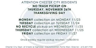 Check spelling or type a new query. Thanksgiving Trash Schedule 2015 City Of Chester