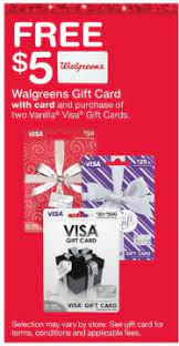 $20 visa gift card walgreens. Walgreens Purchase Two Vanilla Visa Gift Cards Get 5 Walgreens Giftcard Doctor Of Credit
