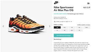Designer sean mcdowell drew the original inspiration for the design from a beautiful florida sunset, giving the mesh upper a striking ombre effect that fades from a light orange to a vibrant crimson and truly earns the shoe its nickname. Nike Air Max Plus Tn Og Orange Hier Kaufen Snkraddicted