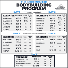 Bodybuilding excel templates bodybuilding schedule workout plan template workout um mehr zu erfahren excel vorlagen dateien zum kostenlosen download in from i1.wp.com bodybuilding excel spreadsheet major magdalene project org. Intermediate Bodybuilding Program Spreadsheet By Ripped Body 5 Day 2021 Lift Vault