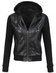 Le3no Womens Faux Leather Moto Bomber Jacket With Fleece Hoodie Leather Jackets Women Clothes Long Sleeve Outerwear