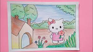 Cara menggambar rumah hello kitty. Cara Menggambar Dan Mewarnai Hello Kitty Dan Pemandangan Youtube